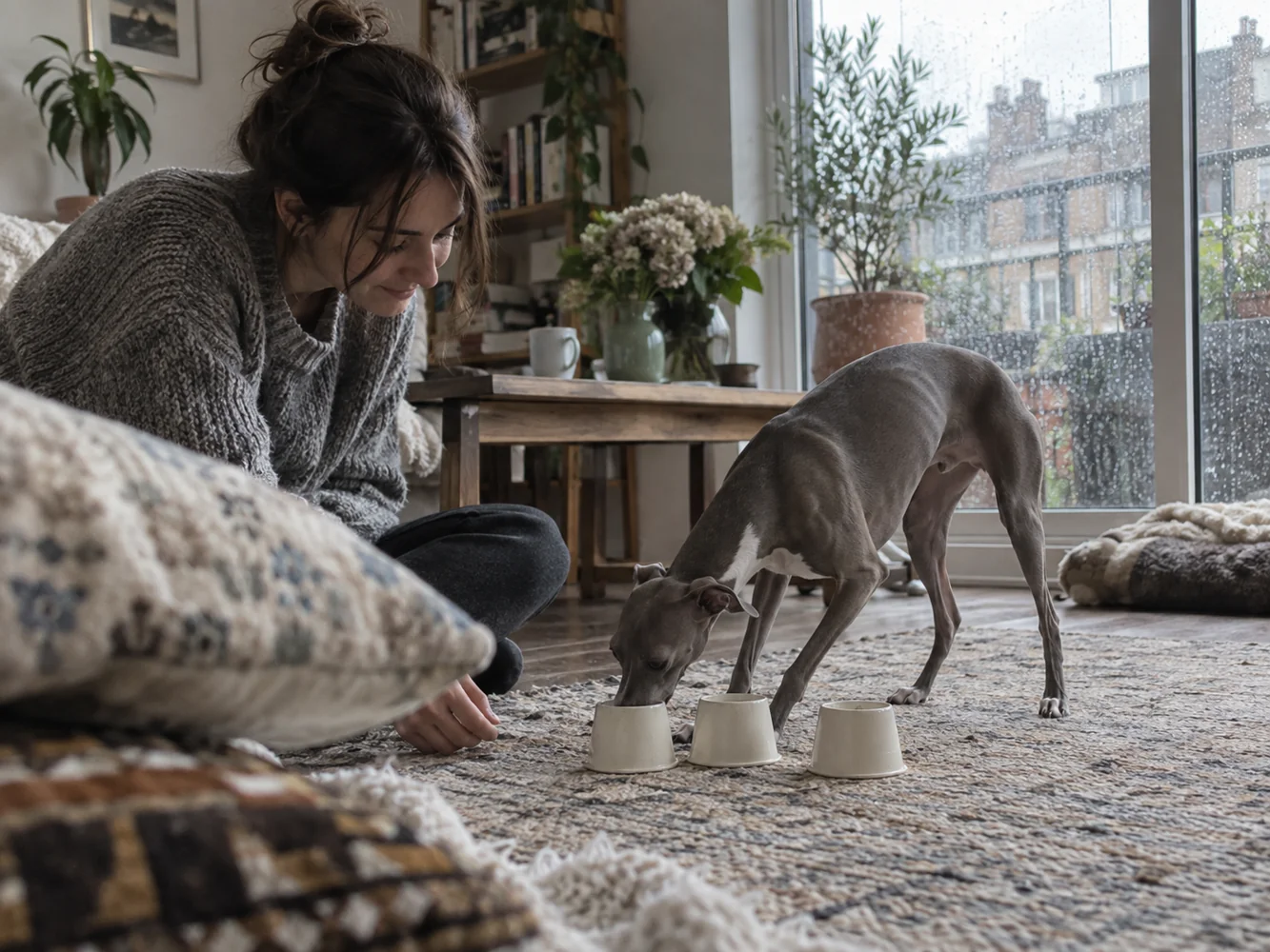 A rainy day at home with an Italian Greyhound