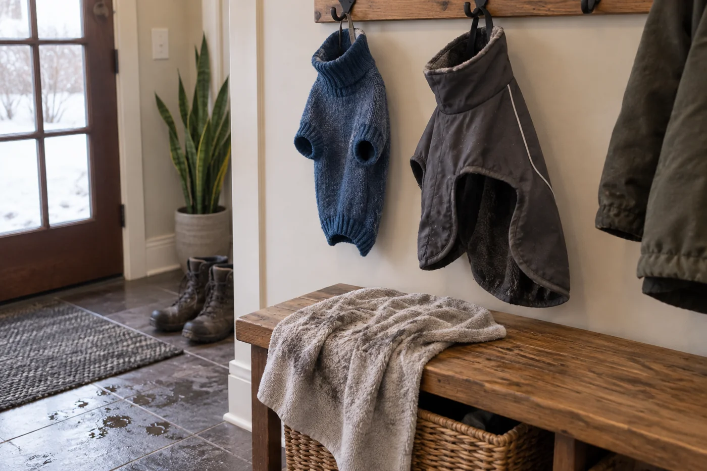 Italian Greyhound clothing drying after a walk